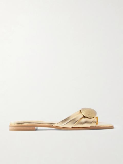 SIMKHAI Gigi Embellished Metallic Leather Slides