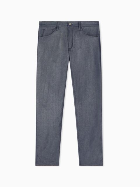 GIORGIO ARMANI REGULAR FIT 5-POCKET PANTS IN SILK-BLEND DENIM TWILL
