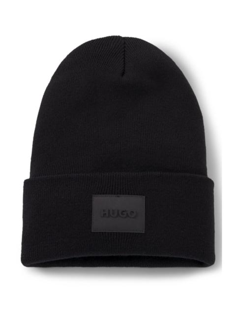 HUGO COTTON BEANIE WITH LOGO LABEL