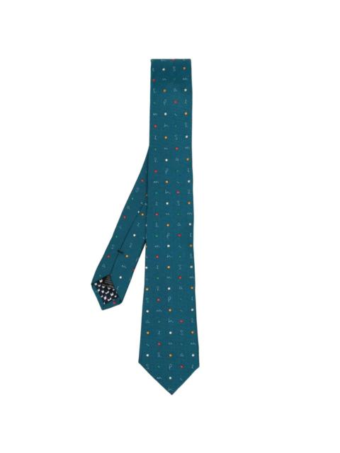 embroidered-design silk tie