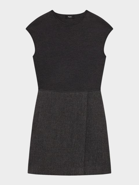 Theory Plush Tweed Wrap Skirt Combo Mini Dress