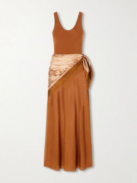 Zimmermann Aster scarf mesh maxi dress Tan