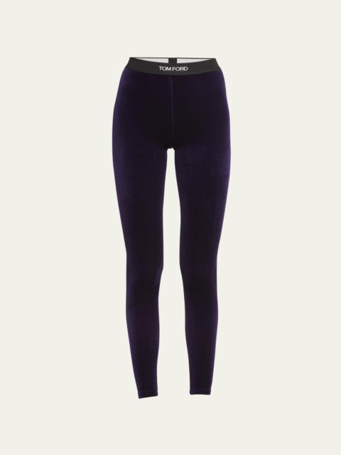 Logo Band Velvet Leggings