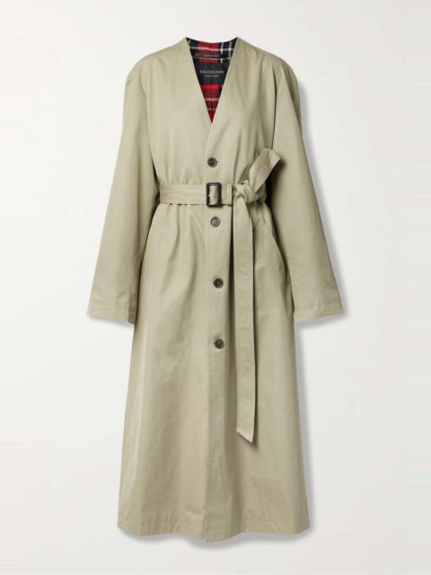 BALENCIAGA Oversized belted cotton-drill trench coat