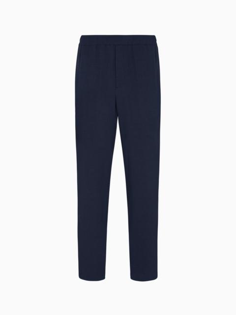 GIORGIO ARMANI CUPRO AND VISCOSE FLAT-FRONT TROUSERS WITH A MICRO CHEVRON MOTIF