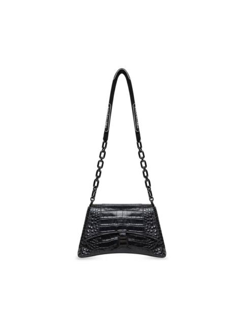 Women's Downtown Small Shoulder Bag With Chain Crocodile Embossed in Black