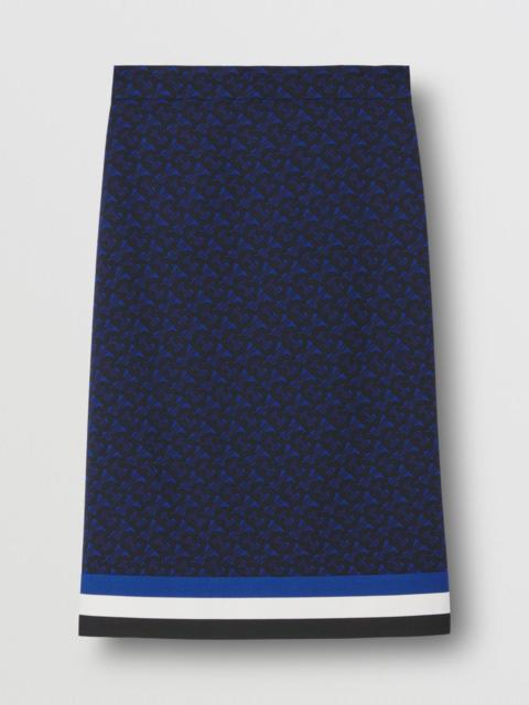 Burberry Monogram Print Wool Blend Skirt