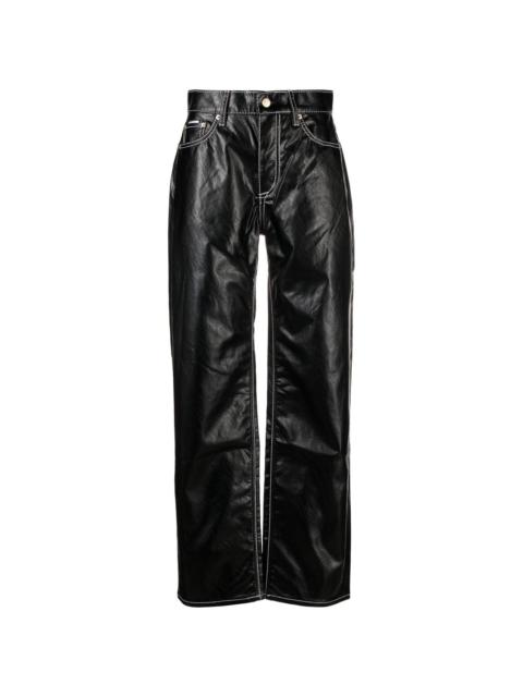 high-waist faux-leather trousers