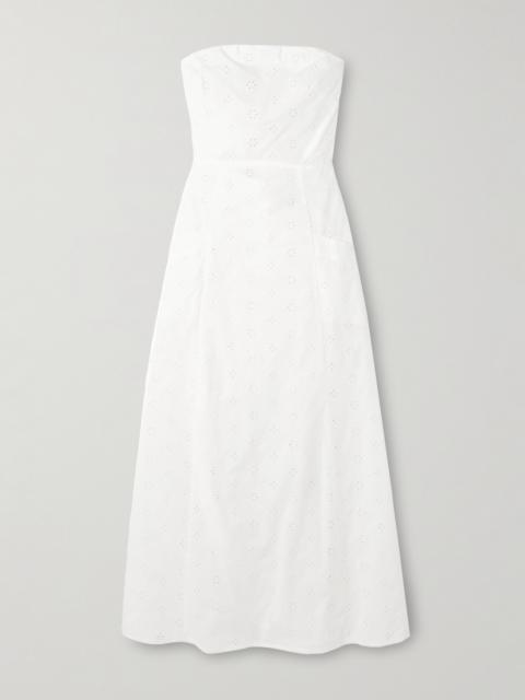 MATTEAU Stapless Bow-detailed Broderie Anglaise Organic Cotton Midi Dress