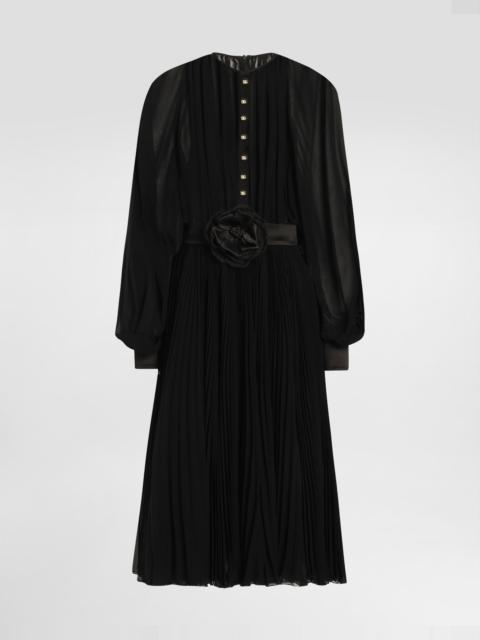 Dolce & Gabbana Calf-length babydoll dress with pleated skirt