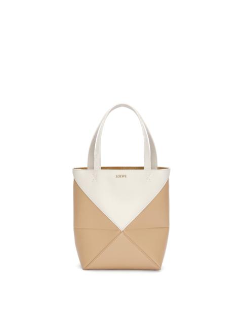 Mini Puzzle Fold Tote in shiny calfskin