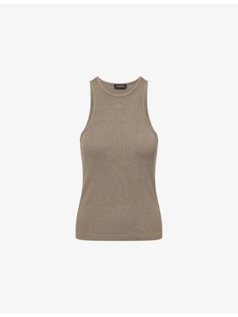 ANINE BING Cole Logo-Embroidered Rib-Knit Tank Top