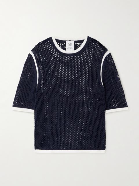 adidas Originals Open-knit Cotton-blend T-shirt