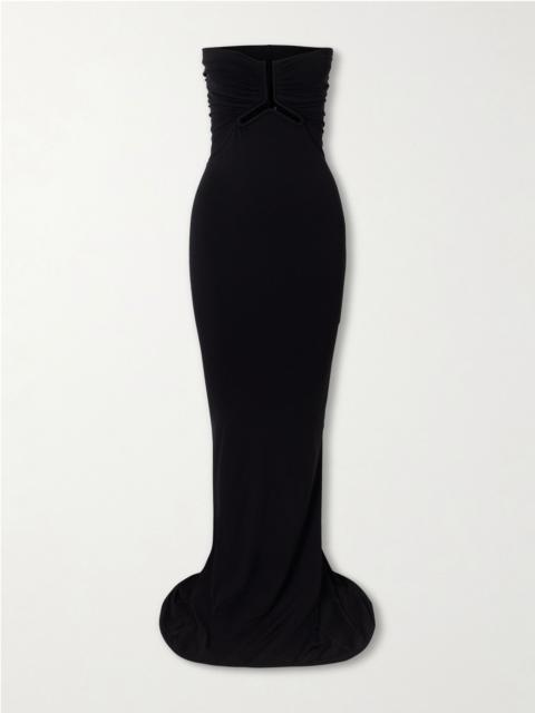 Rick Owens Allanah strapless draped jersey maxi dress Black