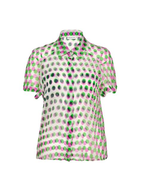 Dries Van Noten Optical Layered Polka Dot Print Blouse