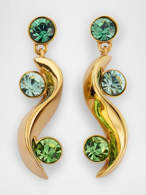 Oscar de la Renta Crystal Wave Drop Earrings