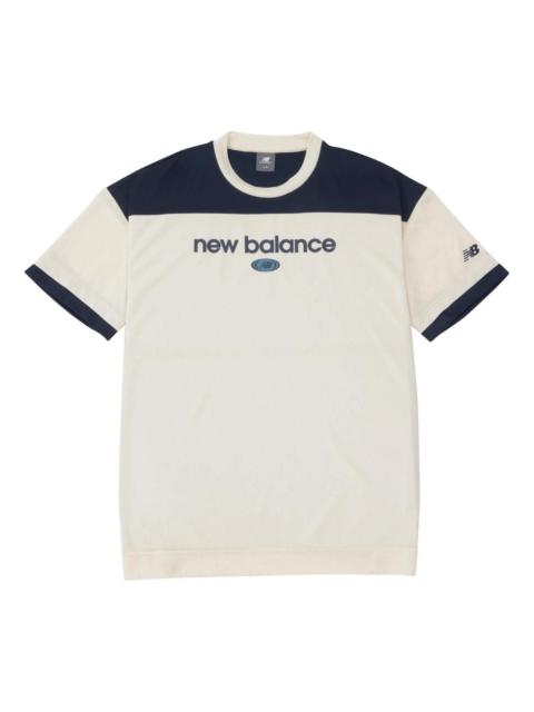 New Balance New Balance Linear Logo Honeycomb Mesh T-shirt 'Sea Salt' AMT45072-SST