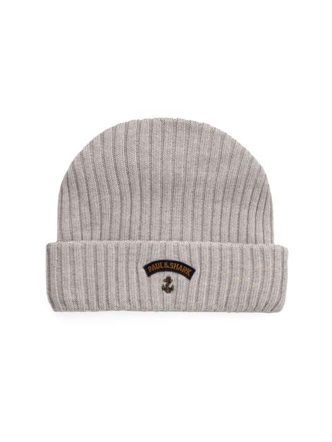 Paul & Shark logo-appliqué beanie hat