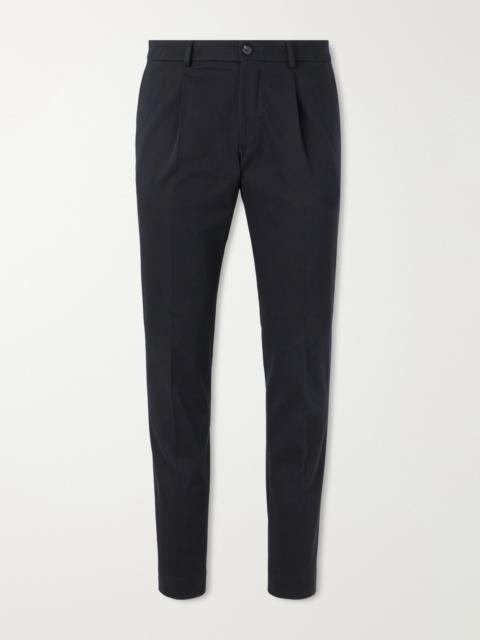 SLOWEAR Tapered Pleated Cotton-Blend Gabardine Suit Trousers