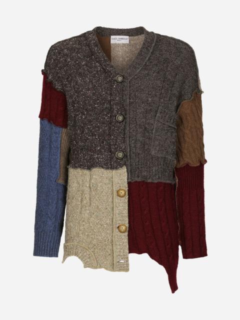 Wool and alpaca patchwork cardigan