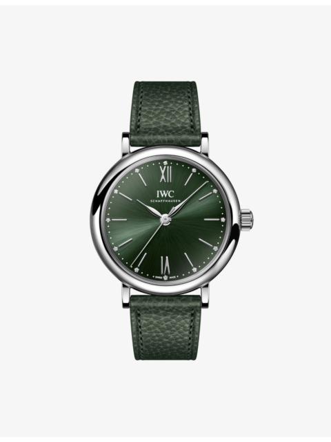 IWC Schaffhausen Portofino Stainless-Steel and Leather Automatic 34mm