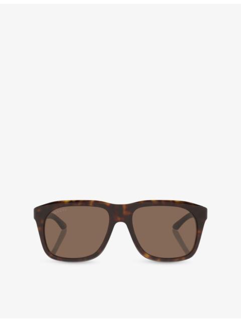 GUCCI GG2077S Rectangle-Frame Acetate Sunglasses
