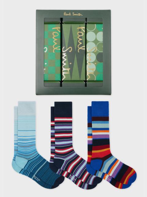 Paul Smith Mixed Stripe Socks Three Pack Cracker Set