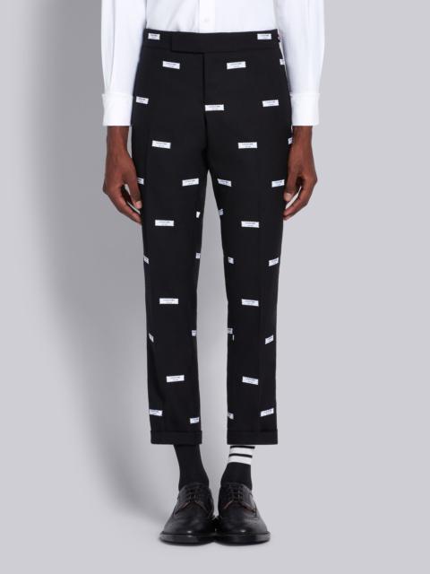 Thom Browne Black Fresco Label Embroidered Skinny Trouser 