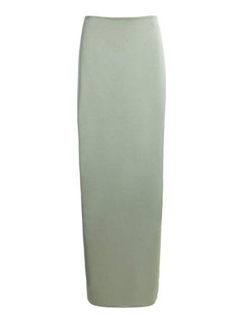 THE NEW ARRIVALS ILKYAZ OZEL Exclusive Satin Maxi Skirt green