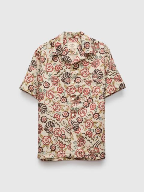 Portuguese Flannel Flowers Painting Shirt in Ecru Scarlet