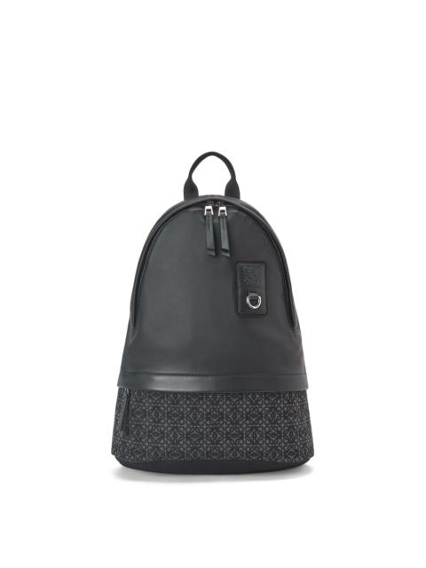 Round Slim Backpack in calfskin and Anagram jacquard