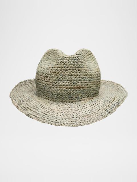 GIORGIO ARMANI Men's Woven Textile Fedora Hat