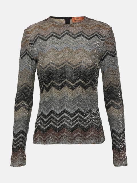 Zig Zag metallic knit sweater
