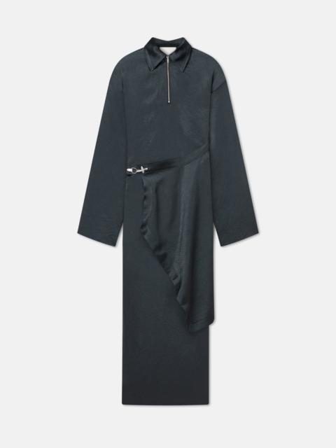 Nanushka Draped Crinkled Satin Midi Dress