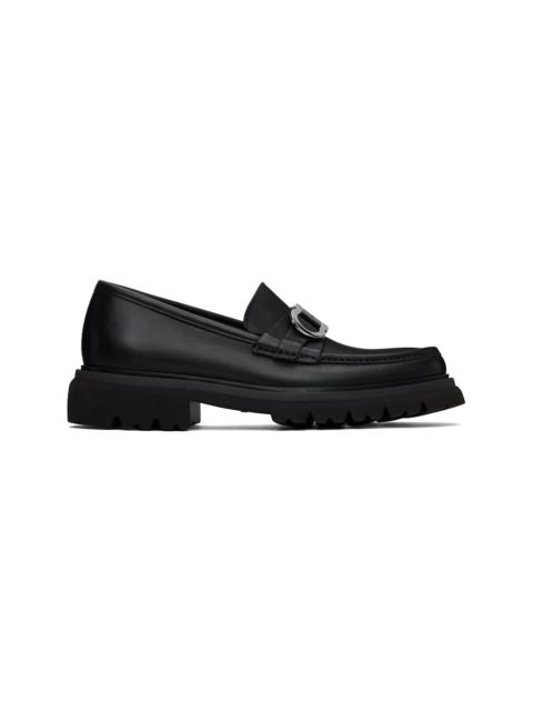 FERRAGAMO Black Gancini Ornament Loafers