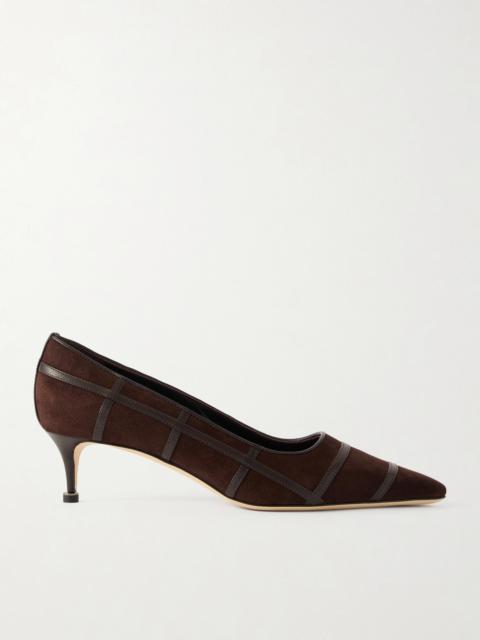 Manolo Blahnik Marenpla 50 Leather-trimmed Suede Pumps