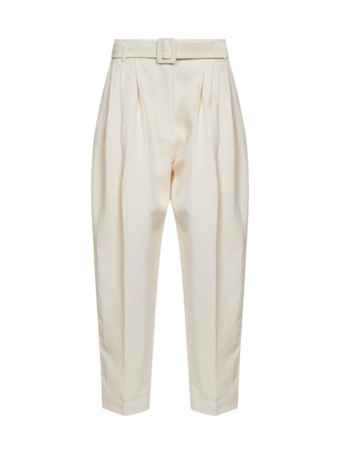 CO Pearl viscose and linen pleated belted trousers