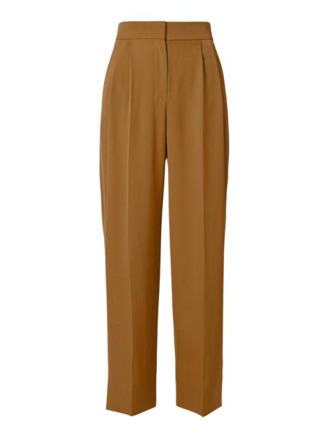 Pleated Wool-Blend Wide-Leg Pants brown