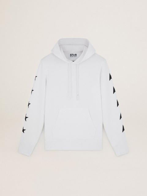 Golden Goose Alighiero Star Collection hooded sweatshirt in vintage white with contrasting black stars