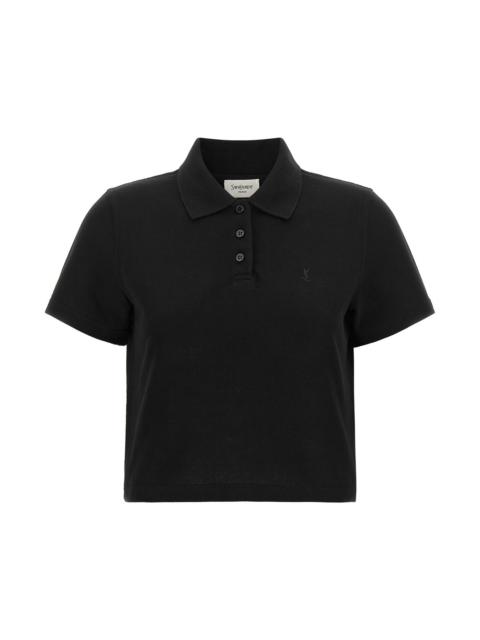 SAINT LAURENT 'Cassandre' Crop Polo Shirt