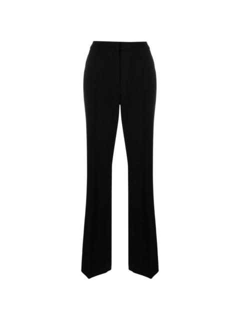 high-waisted flared trousers