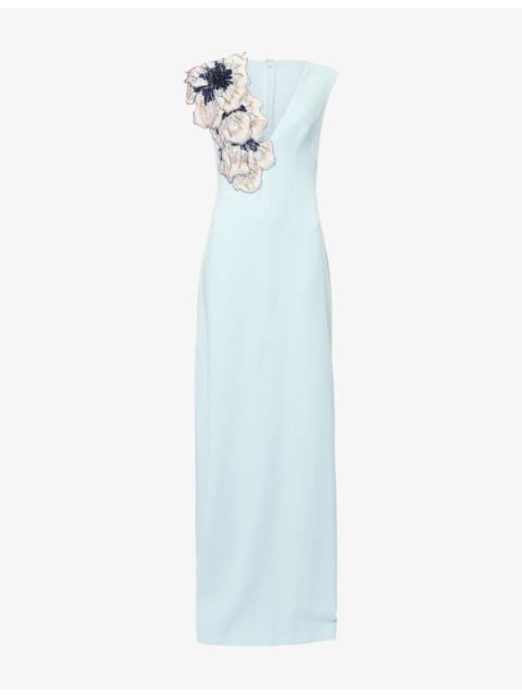 COSTARELLOS Perlina Sequin-Embellished Satin Gown