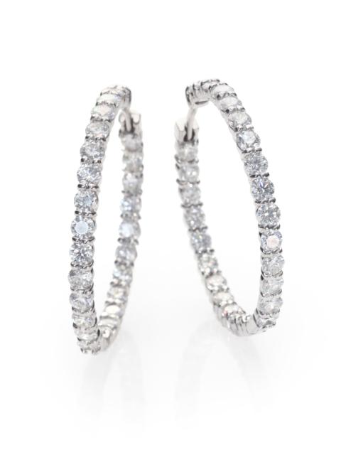 ROBERTO COIN Women's 18K White Gold & 5.55 TCW Diamond Inside-Out Hoop Earrings - White Gold