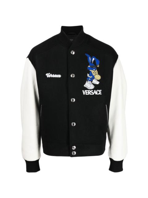 VERSACE wool logo-embroidered bomber jacket