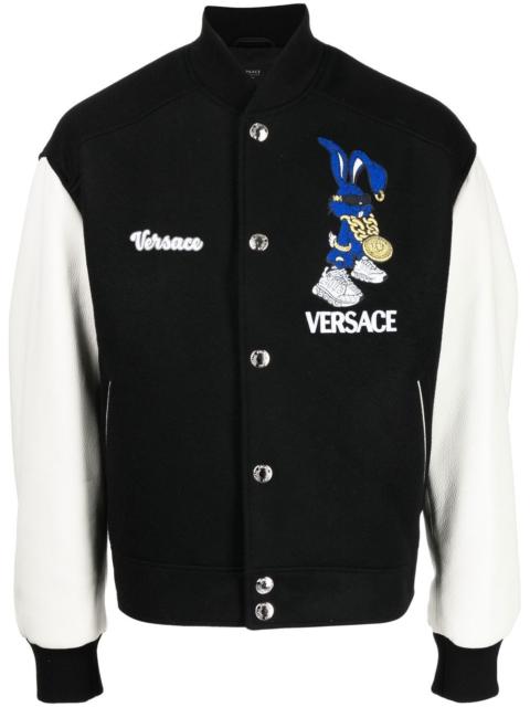 VERSACE wool logo-embroidered bomber jacket