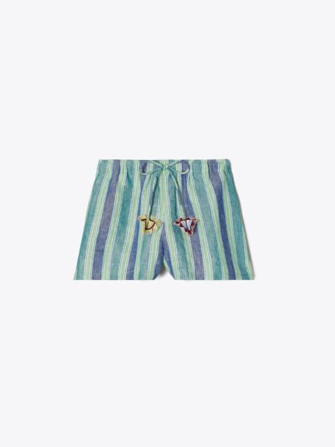 TORY BURCH Striped Linen Shorts