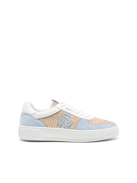 Courtside panelled raffia sneakers