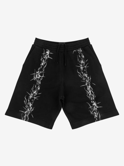 Black Barbed Wire Print Sweat Shorts