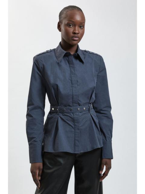 KAREN MILLEN Cotton Poplin Military Trim Detail Shirt
