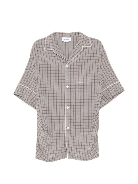 HED MAYNER check contrast trim shirt